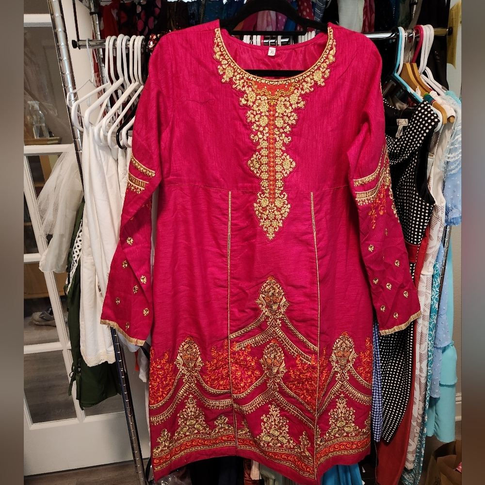 Elegant Pink Embroidered Dress